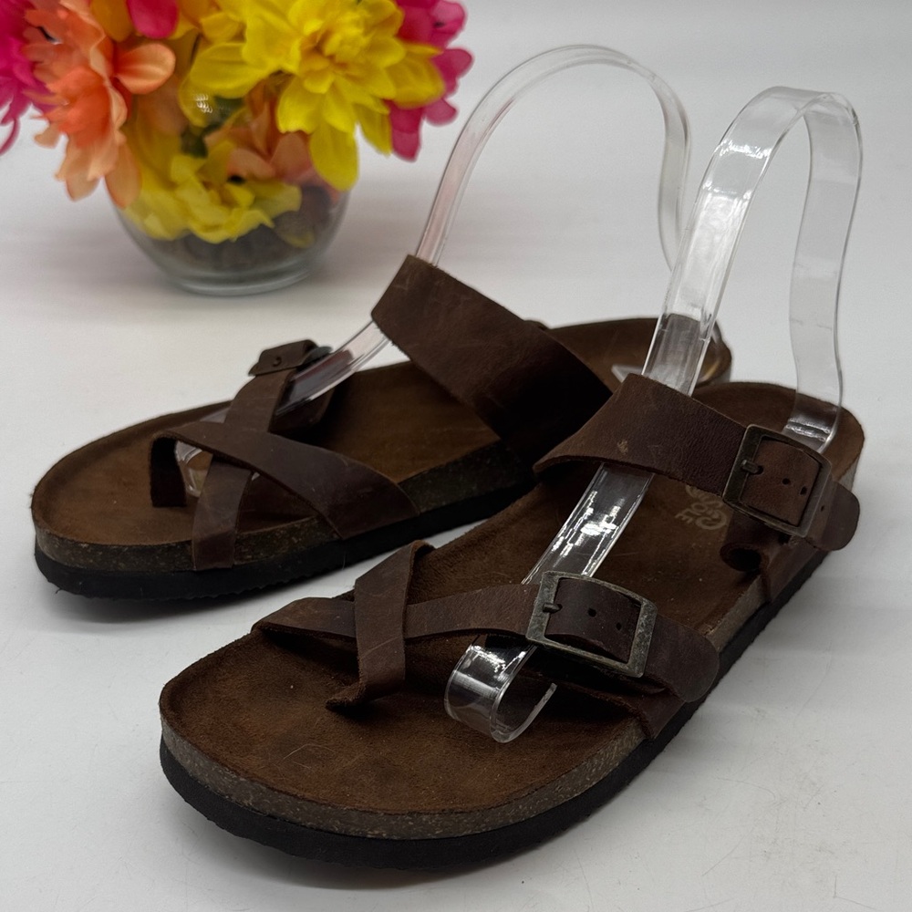 Mountain Sole Chocolate Brown Leather Sandals Size 9 BKS9299